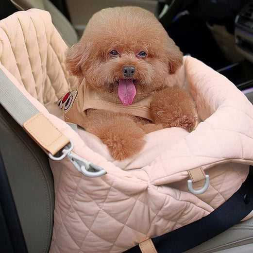 Car basket for small dogs | Grey travel basket for on the road