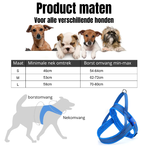 Honden harnas maten