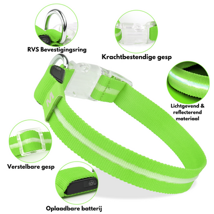 Groene LED halsband uitleg