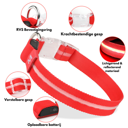 Rode LED halsband uitleg